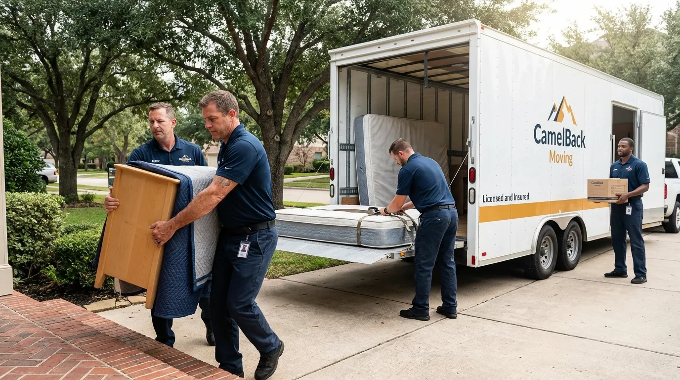 Crew loading residential truck for cross-state move from Chester, WV