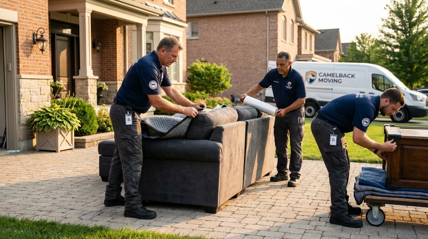 Large estate moving crew wrapping furniture in Chester, WV
